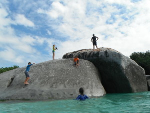 Jumping off the rock
